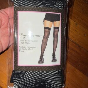 NEW NWT SMILEY Leg Avenue   ONE SIZE Black Fishnet Thigh Highs. MUST BE BUNDLED